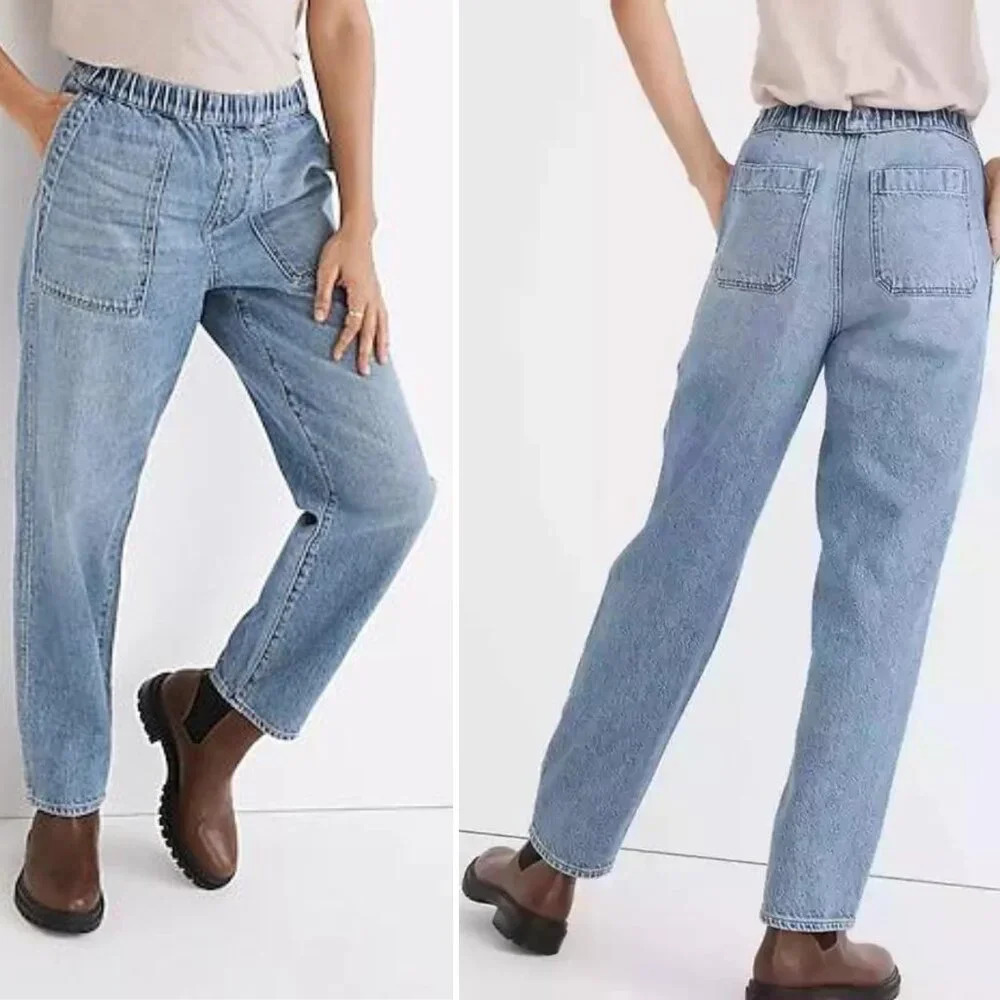Madewell Pull-On Elastic Waist Light Wash Relaxed Jeans/Blue 22308